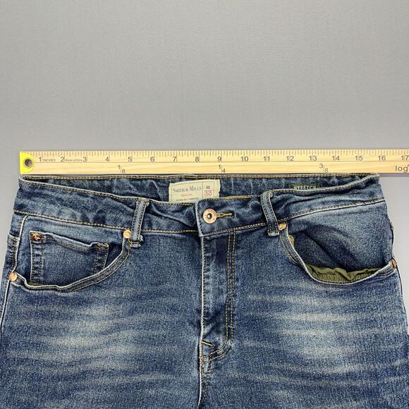 Smith and Mills Jeans Blue Denim Stretch Mens Size 33 Tailored Low Rise - Picture 7 of 14